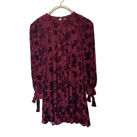 Calvin Klein Red Burnout Velvet Floral Trapeze Mini Dress 4 - Picture 4 of 7